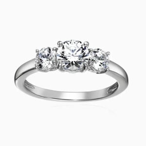 Lane Woods 925 Silver Three Stone Promise Engagement Wedding Round Moissanite Ring