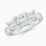 Lane Woods 925 Silver Three Stone Princess Moissanite Engagement Ring