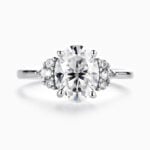 Lane Woods 925 Silver Vintage Oval Moissanite Engagement Ring Cluster Art Deco Promise Claw Bridal Ring