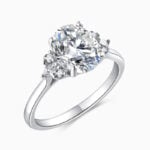 Lane Woods 925 Silver Vintage Oval Moissanite Engagement Ring Cluster Art Deco Promise Claw Bridal Ring