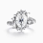 Lane Woods 925 Silver Vintage Oval Shoulder Moissanite Wedding Ring
