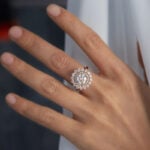 Vintage Round Cut Moissanite Halo Ring