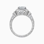 Lane Woods 925 Silver Vintage-inspired Asscher-cut Promise Engagement Wedding Moissanite Ring Set