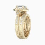 Lane Woods 925 Silver Vintage-inspired Asscher-cut Promise Engagement Wedding Moissanite Ring Set