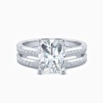 Lane Woods 925 Silver Wedding Moissanite Bridal Sets Radiant Cut Solitaire Rings