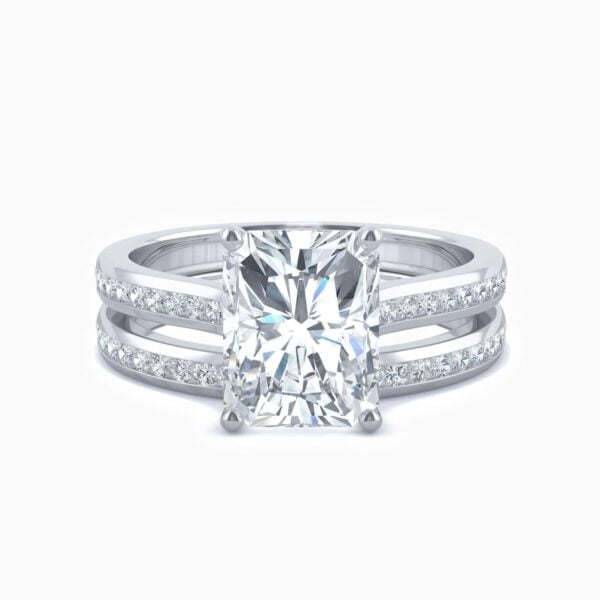 Lane Woods 925 Silver Wedding Moissanite Bridal Sets Radiant Cut Solitaire Rings