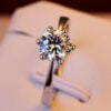 Lane Woods 925 Silver Wedding Moissanite Six Prong Inlaid Ring