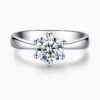 Lane Woods 925 Silver Wedding Moissanite Six Prong Inlaid Ring