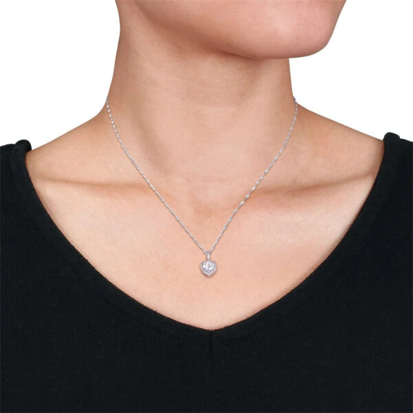 Lane Woods Sterling Silver Heart Halo Moissanite Necklace