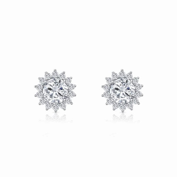 LaneWoods 925 Silver Micro Pave Round Moissanite Earring