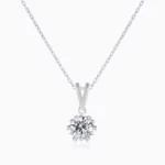 Lane Woods 925 Silver Solitaire Round Cut Moissanite Necklace