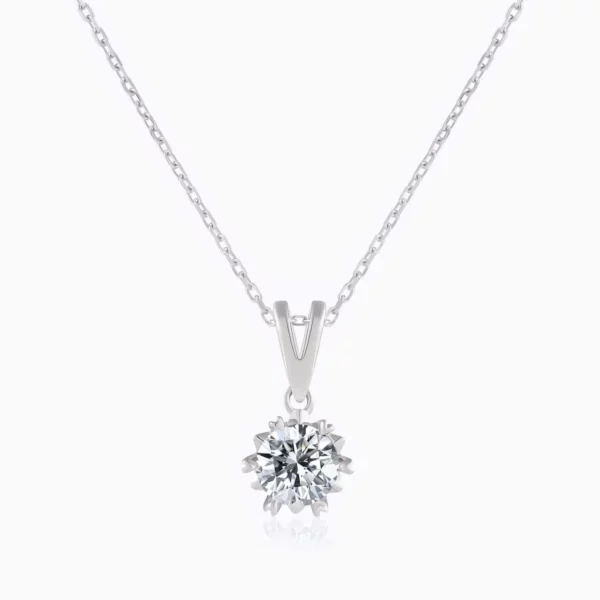Lane Woods 925 Silver Solitaire Round Cut Moissanite Necklace
