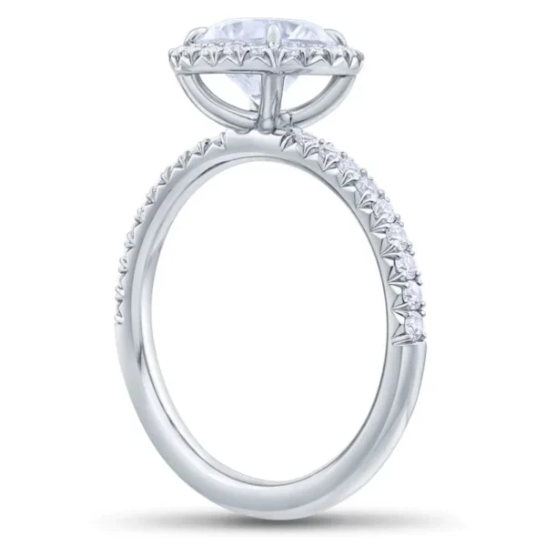 Round Cut Moissanite Halo Engagement Rings With Micro Pave