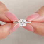 Classic Princess Cut Moissanite Hidden Halo Ring, 2 Carat