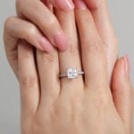 Classic Princess Cut Moissanite Hidden Halo Ring, 2 Carat