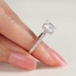 Classic Princess Cut Moissanite Hidden Halo Ring, 2 Carat