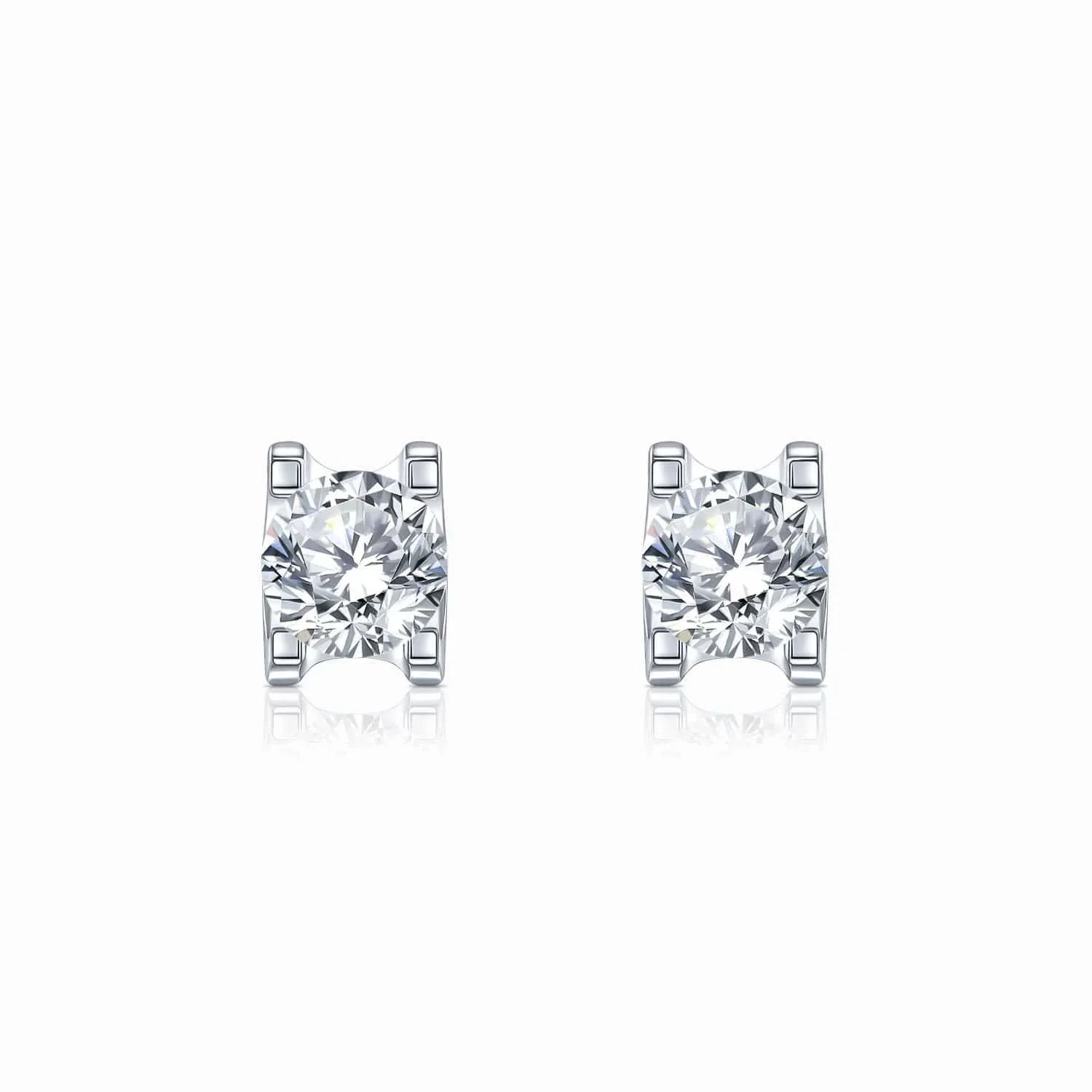 LaneWoods 925 Silver Four Prong Round Moissanite Earring
