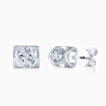 LaneWoods 925 Silver Heart-shaped Bezel Round Moissanite Earring