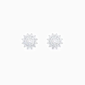 LaneWoods 925 Silver Vintage Floral Round Moissanite Earring