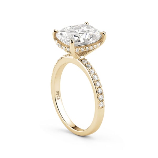 Lane Woods 925 Silver Cushion Cut with Side Halo Promise Engagement Rings