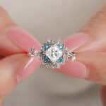 S925 Sterling Silver Mermaid Eye Princess Cut Moissanite Ring, 1 Carat