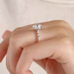 S925 Sterling Silver Oval Cut Promise Engagment Wedding Moissanite Ring, 2 Carat