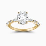 S925 Sterling Silver Oval Cut Promise Engagment Wedding Moissanite Ring, 2 Carat