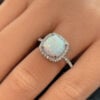 Gem Stackable Cushion Cut Opal Ring With Halo