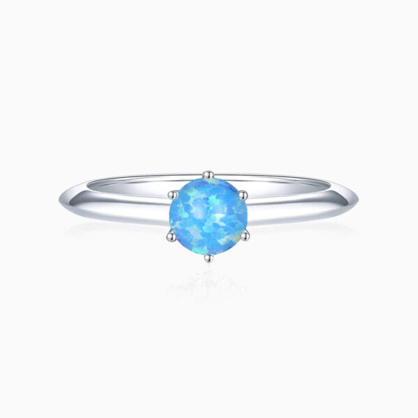 Promise Engagment Wedding Opal Ring Six Prong Setting Round Solitaire 925 Sterling Silver 1 Carat