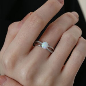 Promise Engagment Wedding Opal Ring Twisted Criss Cross Four Prong Solitaire Stones 1 Carat