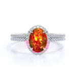 1.5 Carats Halo Oval Cut Promise Engagment Wedding Opal Ring Bridal Set