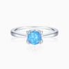 Promise Engagment Wedding Opal Ring Four Prong Round Solitaire Stone 925 Sterling Silver White Gold Plating 1 Carat