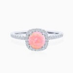 Promise Engagment Wedding Opal Ring Halo Round Solitaire Pave Side Stones 1 Carat