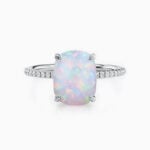 Promise Engagment Wedding Opal Rings Solitaire With Side Accents Stones 4.5 Carats Cushion Cut