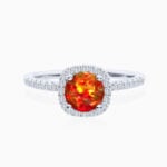 Promise Engagment Wedding Opal Ring Halo Round Solitaire Pave Side Stones 1 Carat