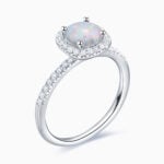 Promise Engagment Wedding Opal Ring Halo Round Solitaire Pave Side Stones 1 Carat