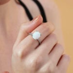 Promise Engagment Wedding Opal Rings Solitaire With Side Accents Stones 4.5 Carats Cushion Cut