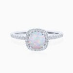 Promise Engagment Wedding Opal Ring Halo Round Solitaire Pave Side Stones 1 Carat