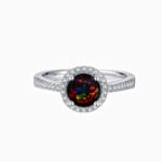 Promise Engagement Wedding Halo Opal Rings Round Solitaire With Micro Pave Side Stones 1 Carat