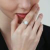 Inlaid Double Promise Engagment Wedding Opal Ring Set