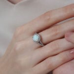 Promise Engagment Wedding Opal Ring Round Solitaire With Micro Pave Side Accents 1.5 Carat