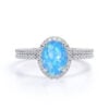 1.5 Carats Halo Oval Cut Promise Engagment Wedding Opal Ring Bridal Set