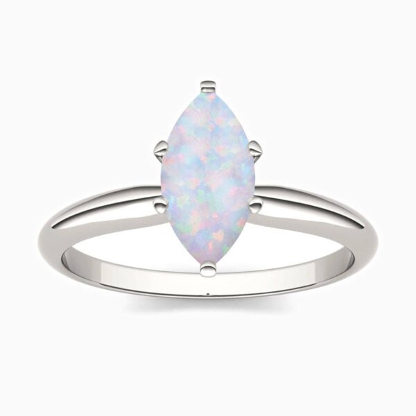 Promise Engagment Wedding Opal Ring Six Prong Marquise Shaped Solitaire 1 Carat