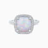 Gem Stackable Cushion Cut Opal Ring With Halo