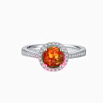 Promise Engagement Wedding Halo Opal Rings Round Solitaire With Micro Pave Side Stones 1 Carat