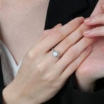 Promise Engagement Wedding Halo Opal Rings Round Solitaire With Micro Pave Side Stones 1 Carat