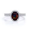 1.5 Carats Halo Oval Cut Promise Engagment Wedding Opal Ring Bridal Set