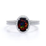 1.5 Carats Halo Oval Cut Promise Engagment Wedding Opal Ring Bridal Set