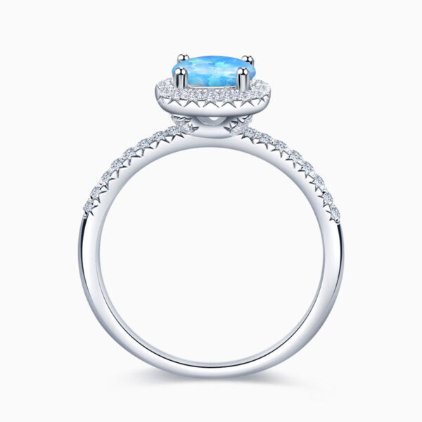 Promise Engagment Wedding Opal Ring Halo Round Solitaire Pave Side Stones 1 Carat