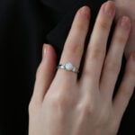 Luxury Promise Engagment Wedding Opal 4 Prongs Inlaid Ring